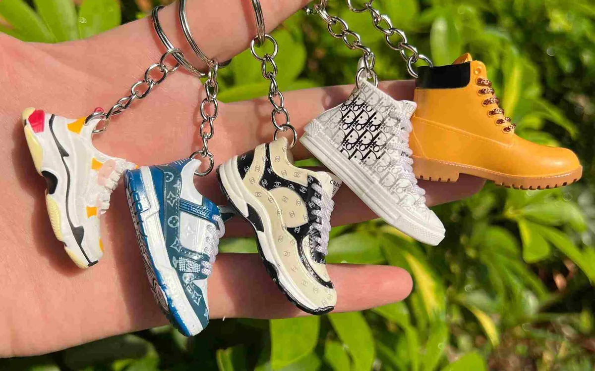 Miniature sneaker keychain samples